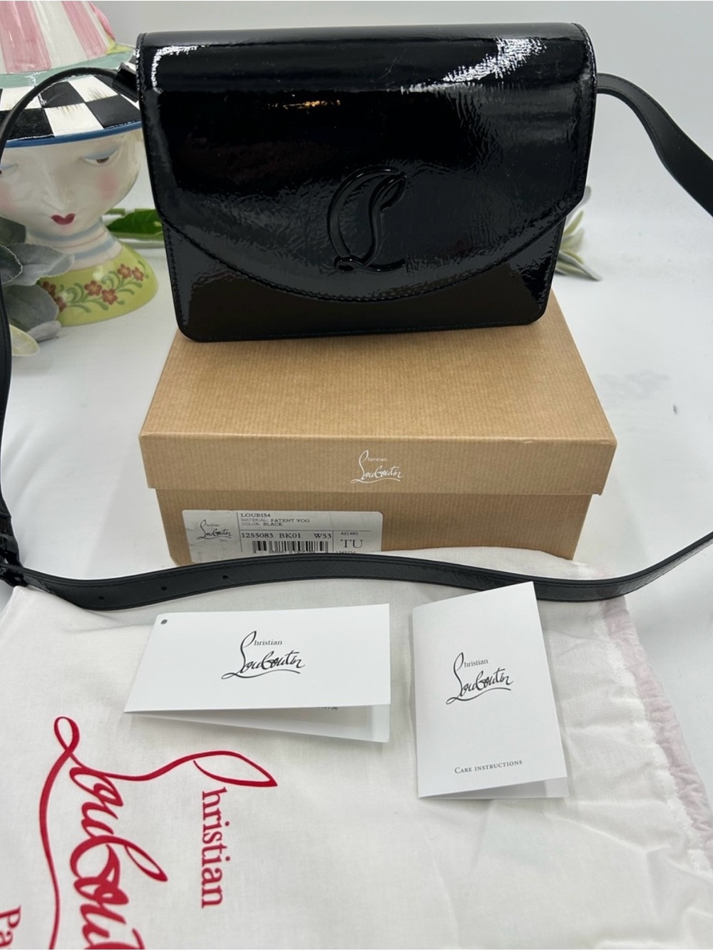 Women’s Christian Louboutin LOUBI54 patent Leather Crossbody bag made in Italy